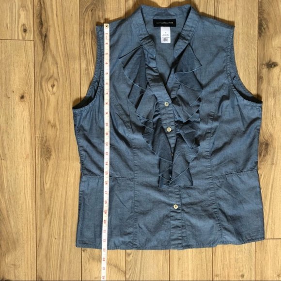 Womens Monteray Bay 100% Cotton button up ruffled sleeveless blouse size 12 - Picture 10 of 10